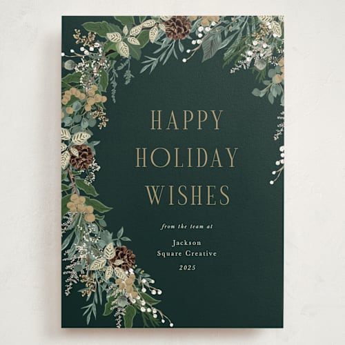 This is a juniper holiday photo cards with standard by Susan Moyal called holiday vine printing on signature in grand