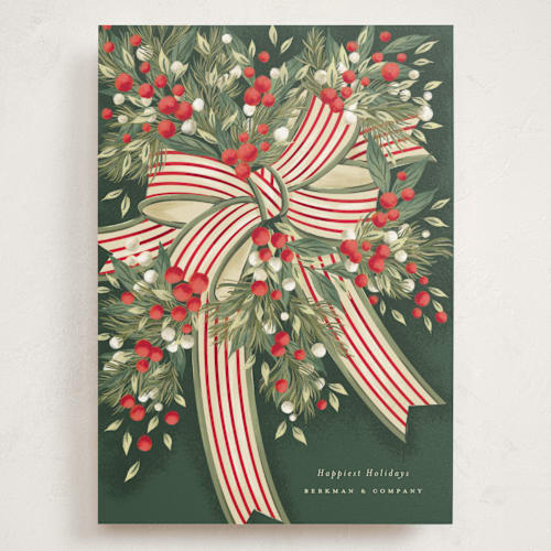 This is a forest holiday photo cards with standard by Jackie Crawford called ribbon bouquet printing on signature in grand