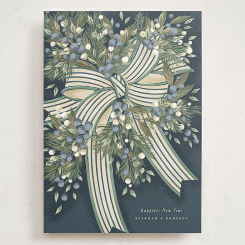 This is a frost holiday photo cards with standard by Jackie Crawford called ribbon bouquet printing on signature in grand