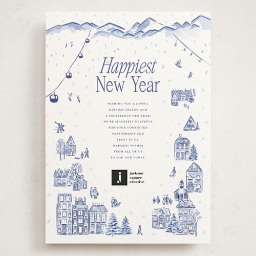 This is a powder holiday photo cards with standard by Jenna Holcomb called aspen printing on signature in grand