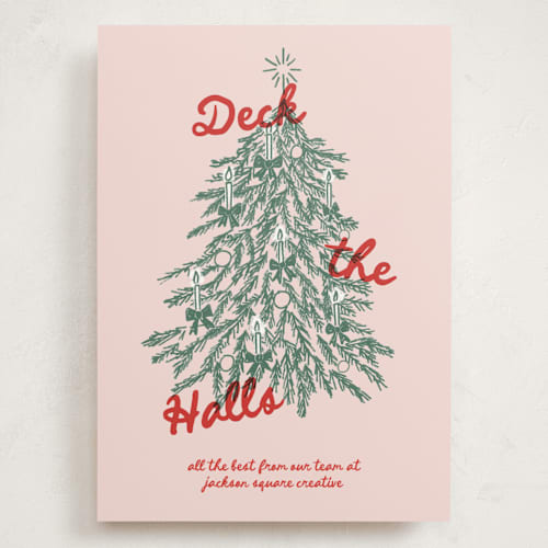 This is a winter rose holiday photo cards with standard by Holly Whitcomb called vintage candlelit tree printing on signature in grand