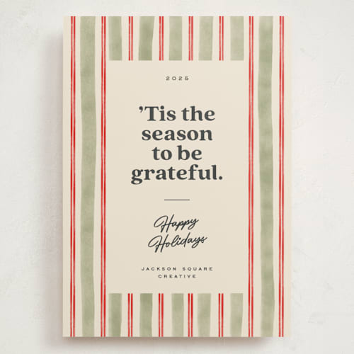 This is a pine holiday photo cards with standard by Creo Study called preppy gratitude printing on signature in grand