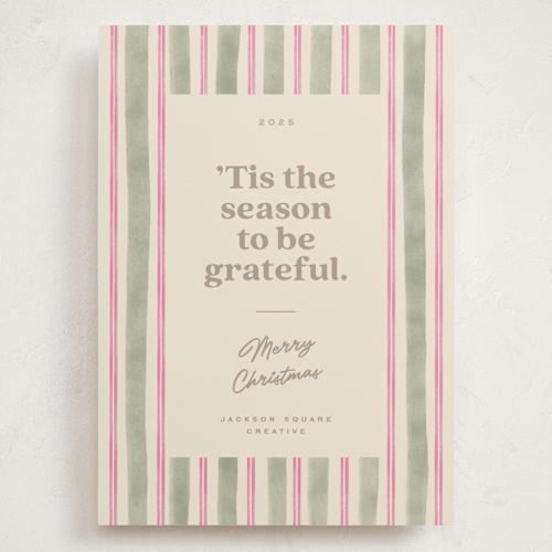 This is a winter rose holiday photo cards with standard by Creo Study called preppy gratitude printing on signature in grand