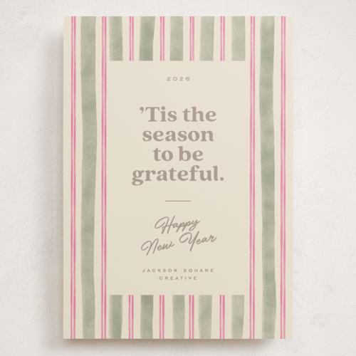 This is a winter rose holiday photo cards with standard by Creo Study called preppy gratitude printing on signature in grand