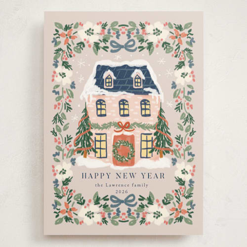 This is a winter rose holiday photo cards with standard by Petra Kern called little housey printing on signature in grand