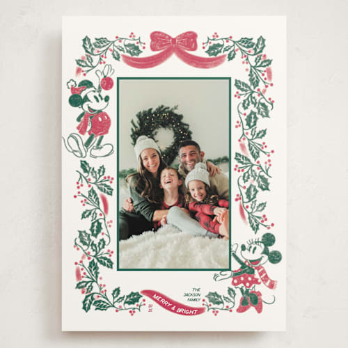 This is a fir holiday photo cards with standard by Jenna Holcomb called disney's retro mickey printing on signature in grand