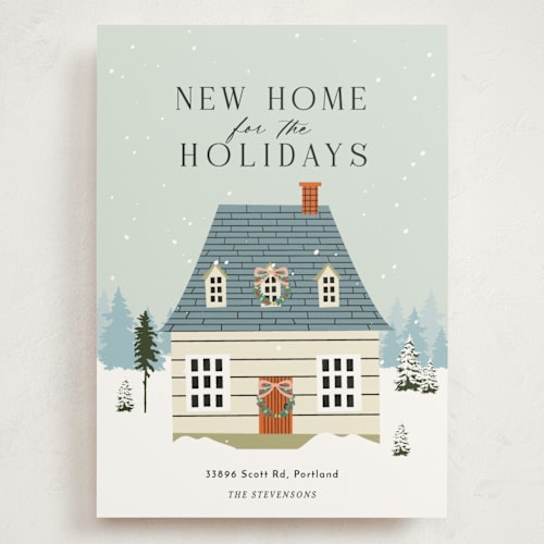This is a mint holiday photo cards with standard by Sherley Ferreira called new home for the holidays! printing on signature in grand