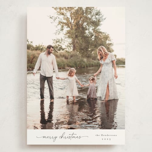 This is a snow holiday photo cards with standard by Christy Hy Lee called modernist printing on signature in grand