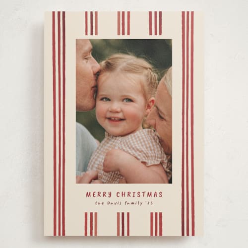 This is a berry holiday photo cards with standard by Christy Hy Lee called painted lines printing on signature in grand