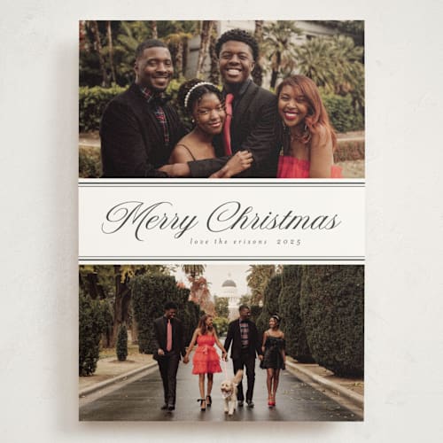 This is a cloud holiday photo cards with standard by Nicole Walsh called two photo split printing on signature in grand