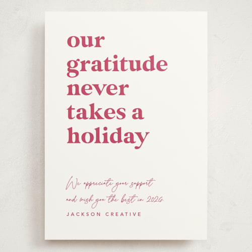 This is a sugar plum holiday photo cards with standard by Louise Kay called always grateful printing on signature in grand