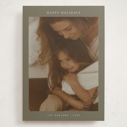 This is a sage holiday photo cards with standard by Nicole Walsh called harlow printing on signature in grand