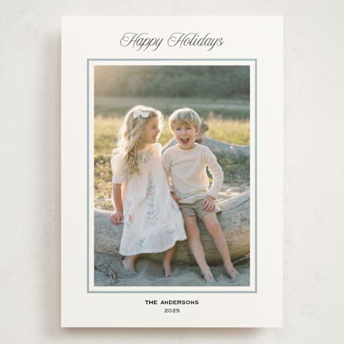 This is a sky holiday photo cards with standard by Annie Shapiro called heath printing on signature in grand