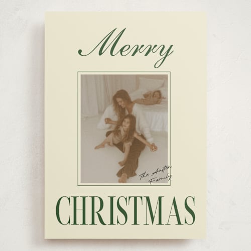 This is a juniper holiday photo cards with standard by Helena Vitto called a classic christmas printing on signature in grand