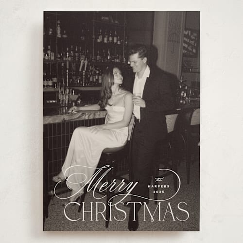 This is a snow holiday photo cards with standard by Design Lotus called holiday in type printing on signature in grand