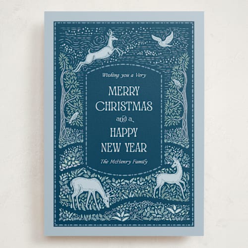 This is a evening holiday photo cards with standard by Paper Sun Studio called frosty forest printing on signature in grand