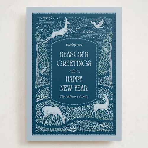 This is a evening holiday photo cards with standard by Paper Sun Studio called frosty forest printing on signature in grand