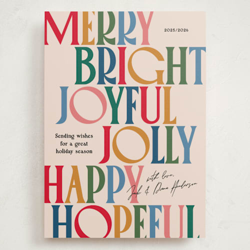 This is a gumdrop holiday photo cards with standard by Owl and Toad called colorful characters printing on signature in grand