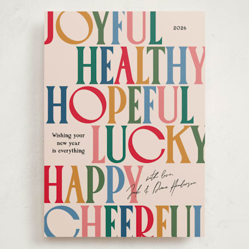 This is a gumdrop holiday photo cards with standard by Owl and Toad called colorful characters printing on signature in grand