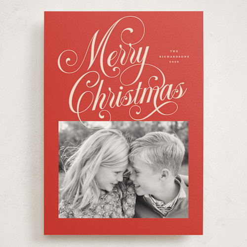 This is a candy apple holiday photo cards with standard by Jessica Williams called peppermint twist printing on signature in grand