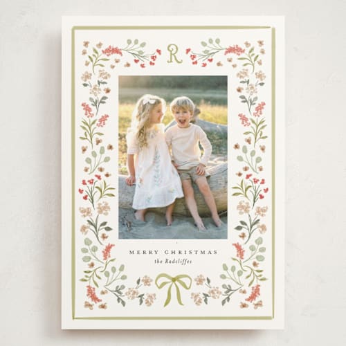 This is a sage holiday photo cards with standard by Melanie Kosuge called lafayette printing on signature in grand