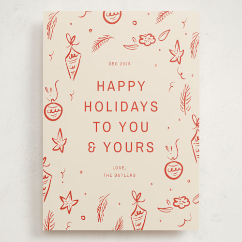 This is a tomato holiday photo cards with standard by Ani Somi called happy little holidays printing on signature in grand