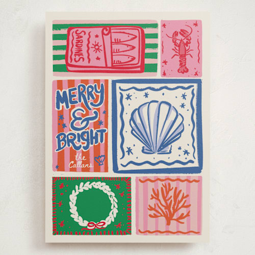 This is a cerulean holiday photo cards with standard by Jenna Holcomb called seas printing on signature in grand