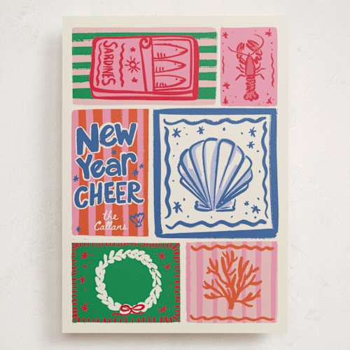 This is a cerulean holiday photo cards with standard by Jenna Holcomb called seas printing on signature in grand