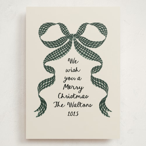 This is a juniper holiday photo cards with standard by Leah Bisch called gingham ribbon printing on signature in grand