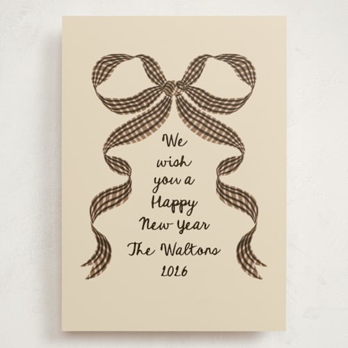 This is a spice holiday photo cards with standard by Leah Bisch called gingham ribbon printing on signature in grand