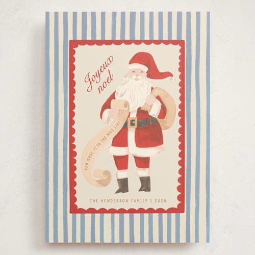 This is a wintermint holiday photo cards with standard by Teju Reval called greetings from santa printing on signature in grand