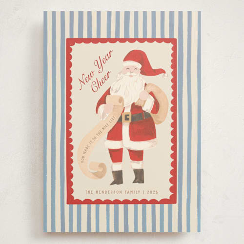 This is a wintermint holiday photo cards with standard by Teju Reval called greetings from santa printing on signature in grand