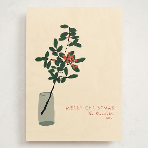 This is a champagne holiday photo cards with standard by Joanna Rosado called berries printing on signature in grand