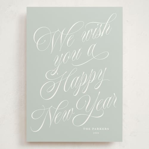 This is a frost holiday photo cards with standard by Kate Ahn called with flourish printing on signature in grand