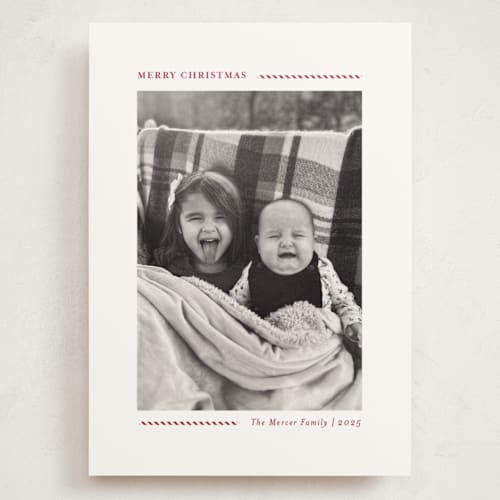 This is a candy cane holiday photo cards with standard by Allison Orszak called candy cane lines printing on signature in grand