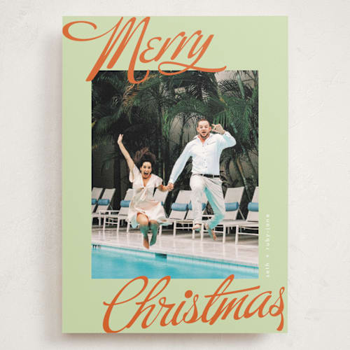 This is a retro holiday photo cards with standard by Phrosné Barwood called so retro printing on signature in grand