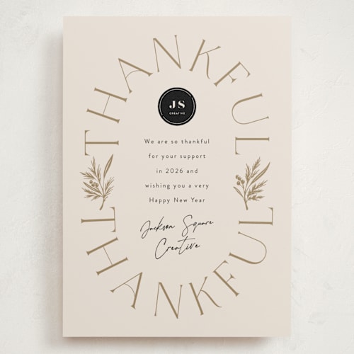 This is a eggnog holiday photo cards with standard by Leah Bisch called thankful for you printing on signature in grand