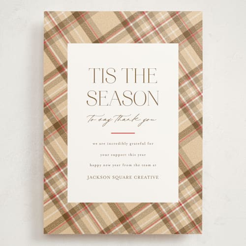 This is a latte holiday photo cards with standard by Ashlee Townsend called tis the season plaid printing on signature in grand
