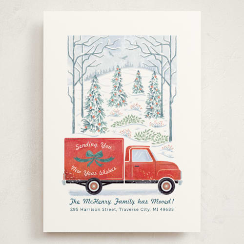 This is a pomegranate holiday photo cards with standard by Paper Sun Studio called moving along printing on signature in grand