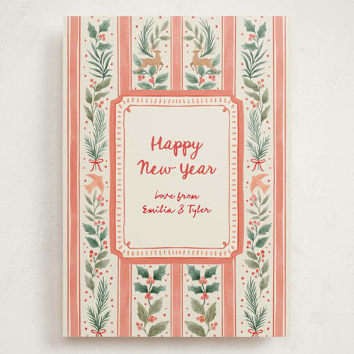 This is a cherry holiday photo cards with standard by Elly called festive stripes printing on signature in grand