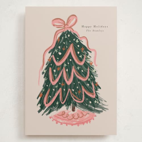 This is a winter rose holiday photo cards with standard by Lori Wemple called merry christmas tree printing on signature in grand