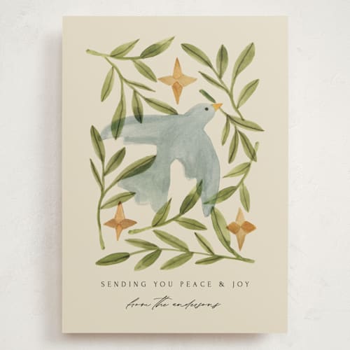 This is a cream holiday photo cards with standard by Amy Kross called finding the light printing on signature in grand