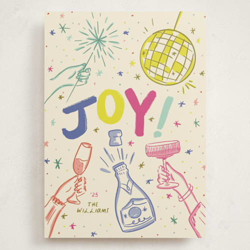 This is a champagne holiday photo cards with standard by Jenna Holcomb called nye printing on signature in grand