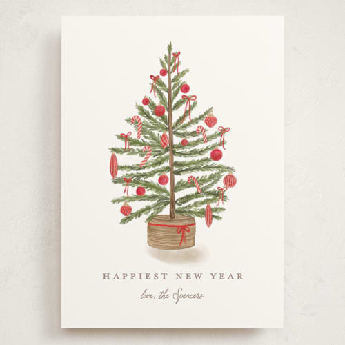 This is a santa suit holiday photo cards with standard by Creo Study called preppy tree printing on signature in grand