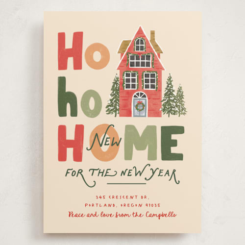 This is a eggnog holiday photo cards with standard by Creo Study called ho ho home printing on signature in grand