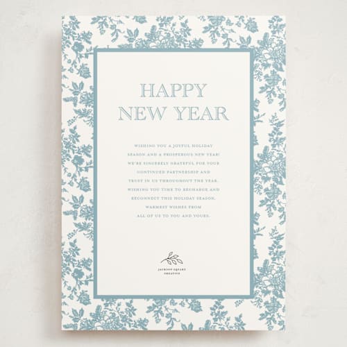 This is a frost holiday photo cards with standard by Jenna Holcomb called holiday toile printing on signature in grand