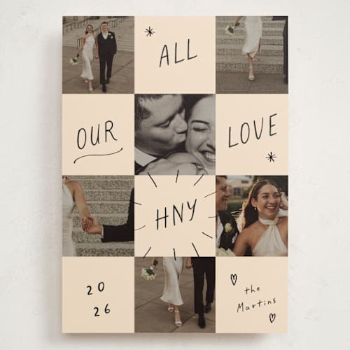 This is a ink press holiday photo cards with standard by Ani Somi called checkers printing on signature in grand