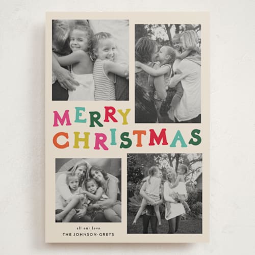 This is a bright holiday photo cards with standard by Inkblot Design called color coded spirit printing on signature in grand
