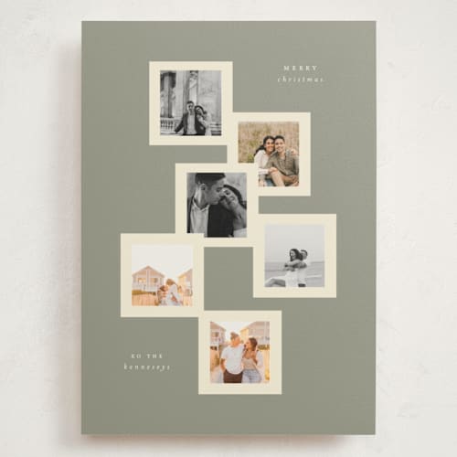 This is a sage holiday photo cards with standard by Lori Wemple called multi holiday printing on signature in grand