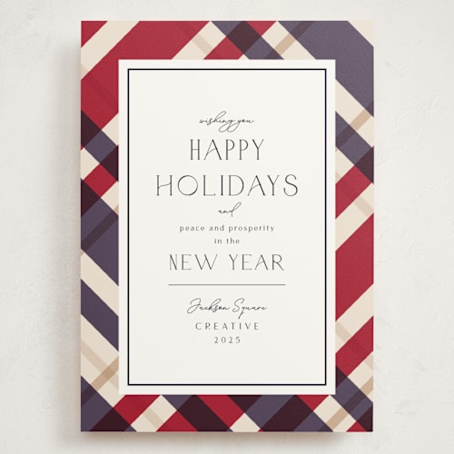 This is a marine holiday photo cards with standard by Chris Griffith called plaid suit holiday printing on signature in grand